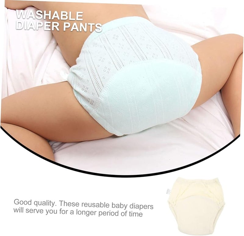 Light Yellow Washable Training Pants Breathable Nappy Pants for Newborns Comfortable Elastic Waistband - Image 5